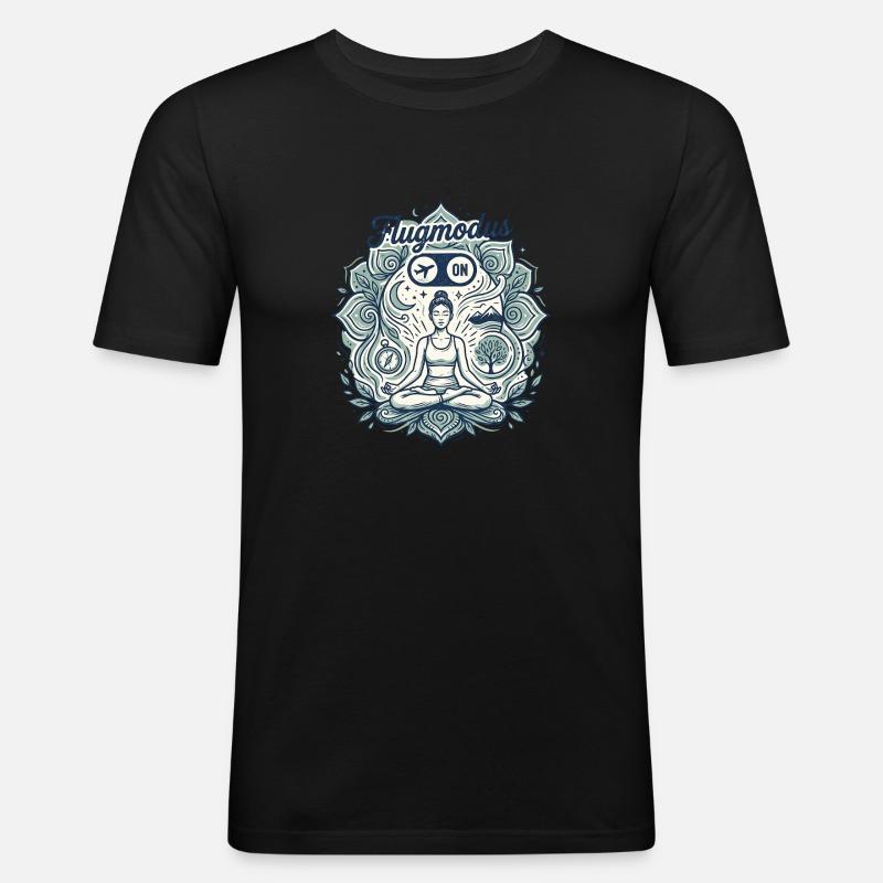 Meditation Flugmodus - Männer Slim Fit T-Shirt - Schwarz