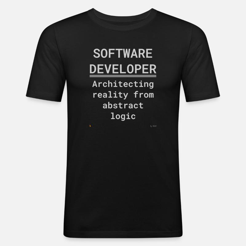Software Developer: Logik trifft Realität - Männer Slim Fit T-Shirt - Schwarz