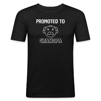 Promoted to Grandpa – Großvater Design - Männer Slim Fit T-Shirt - Schwarz - Vorne - Nik (191cm)