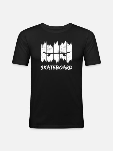 Skateboard Silhouette Grunge Print - Men's Slim Fit T-Shirt - black