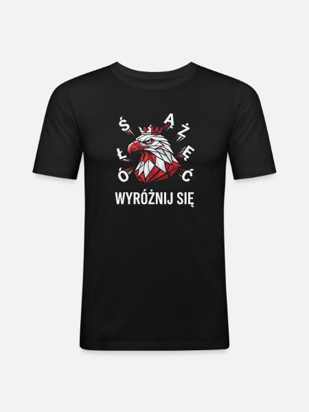 Poland Pride White Eagle Wyróżnij Się - Men's Slim Fit T-Shirt - black