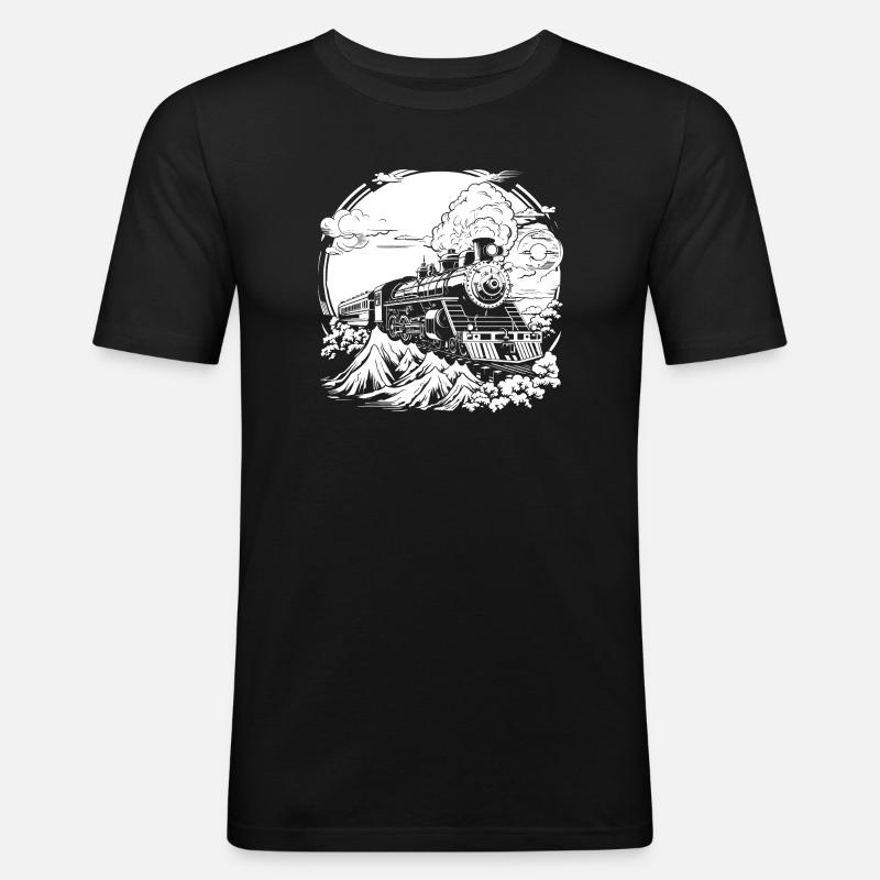 Eisenbahn - Männer Slim Fit T-Shirt - Schwarz