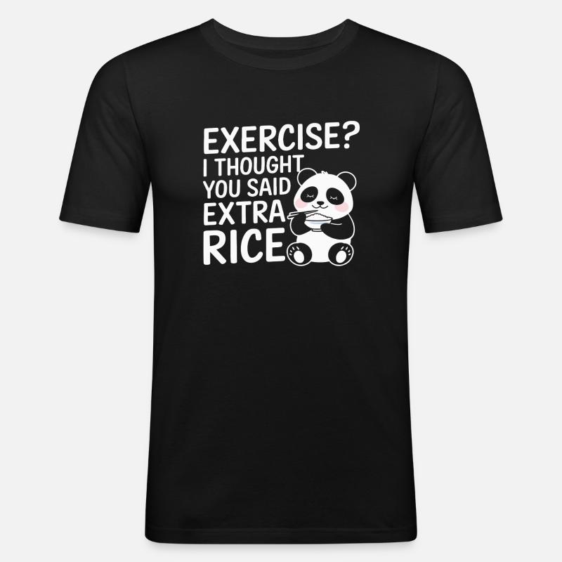 Panda demande plus de riz - T-shirt près du corps Homme - noir