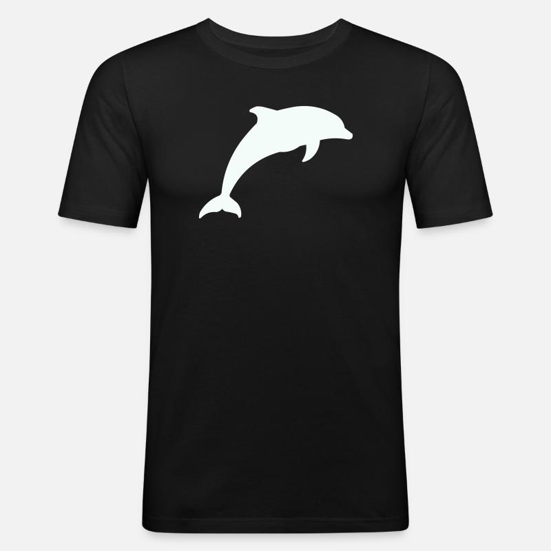 Glowing Dolphin Silhouette - Men's Slim Fit T-Shirt - black