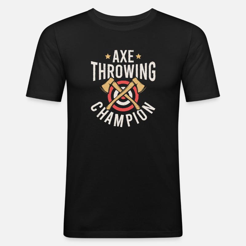 Axtwurf-Champion - Männer Slim Fit T-Shirt - Schwarz