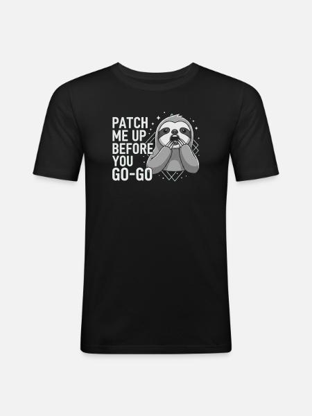 Patch Me Up Cyber Security Faultier - Männer Slim Fit T-Shirt - Schwarz