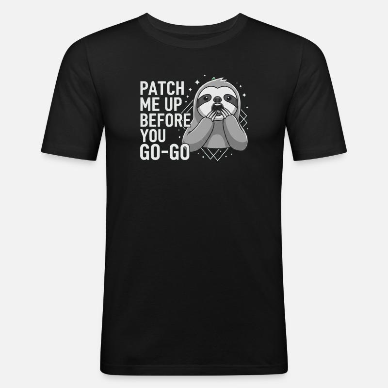 Patch Me Up Cyber Security Faultier - Männer Slim Fit T-Shirt - Schwarz