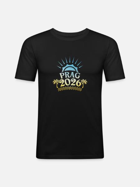 Prag 2026 Bunt - Männer Slim Fit T-Shirt - Schwarz