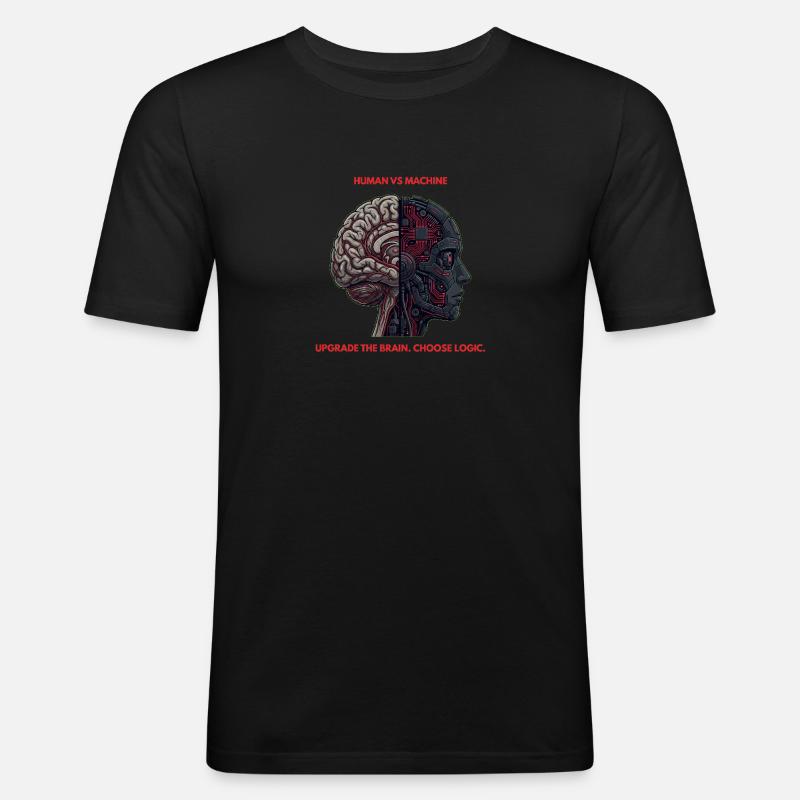 Human VS Machine Cyber Brain Logic - Men's Slim Fit T-Shirt - black