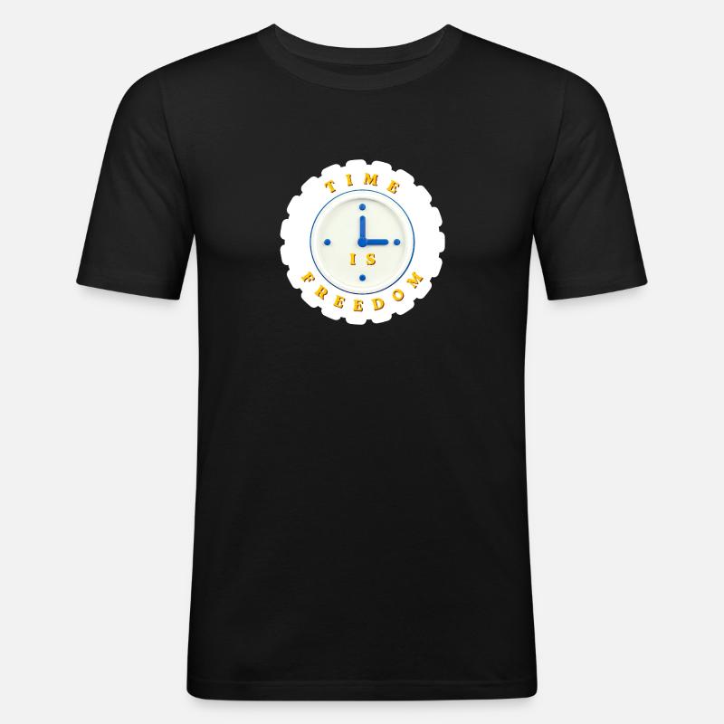 Zeit ist Freiheit - Männer Slim Fit T-Shirt - Schwarz