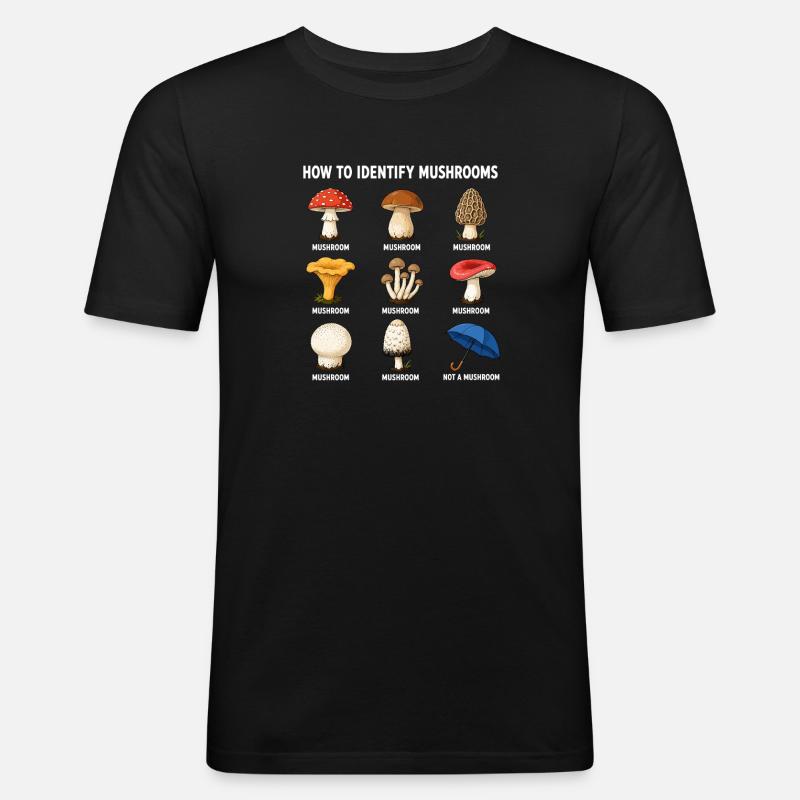 Comment identifier les champignons drôle - T-shirt près du corps Homme - noir