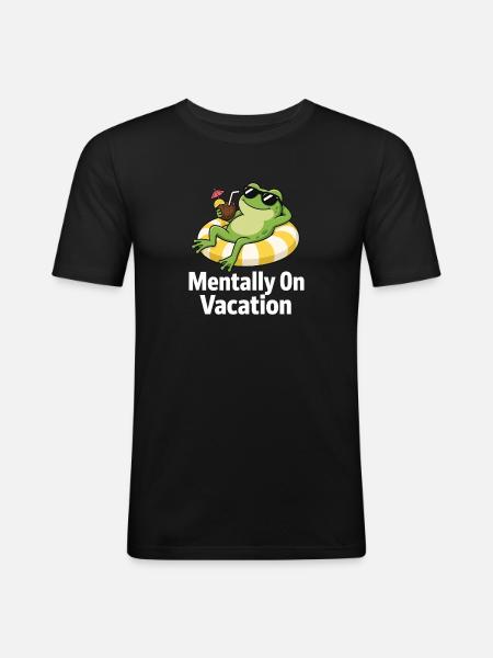 Mental On Vacation Frog Funny Summer - Men's Slim Fit T-Shirt - black
