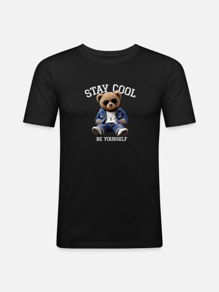 Stay Cool Be Yourself Teddy - Men's Slim Fit T-Shirt - black