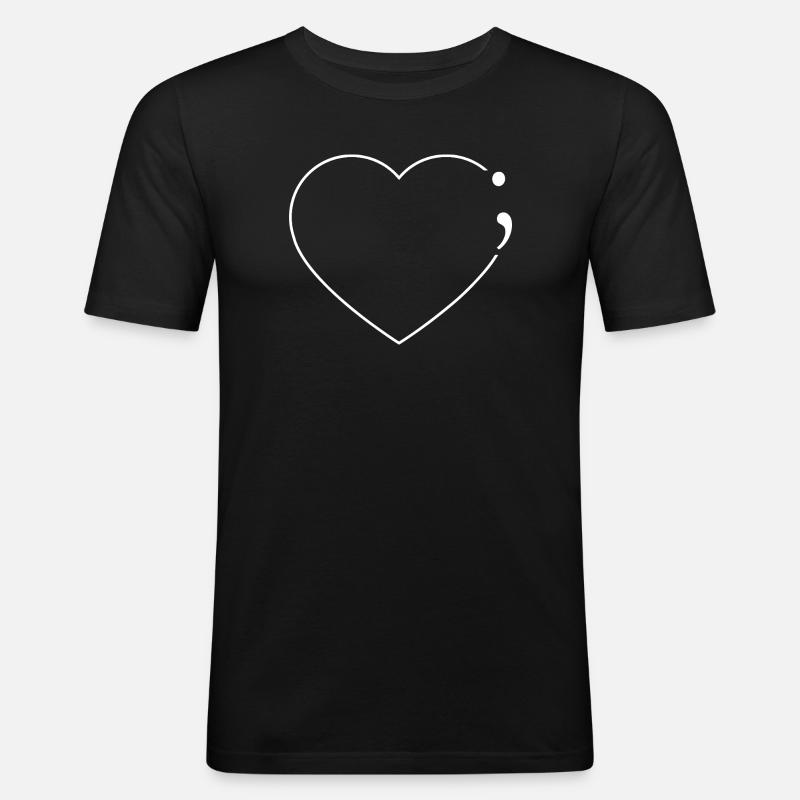 Minimale Herzlinien-Kunst - Männer Slim Fit T-Shirt - Schwarz
