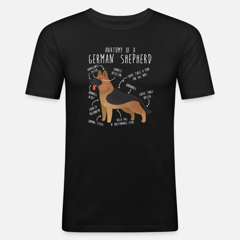 Anatomie des Deutschen Schäferhundes - Männer Slim Fit T-Shirt - Schwarz