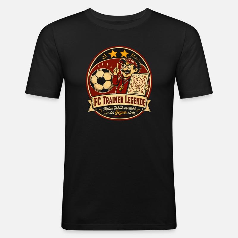 FC Trainer Legende - Männer Slim Fit T-Shirt - Schwarz