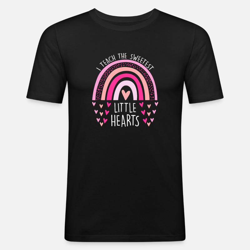 Little Hearts Regenbogen-Arc - Männer Slim Fit T-Shirt - Schwarz