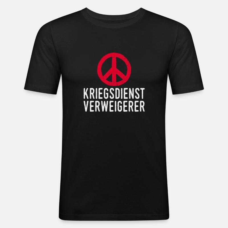 Kriegsdienst Verweigerer Peace Symbol - Männer Slim Fit T-Shirt - Schwarz