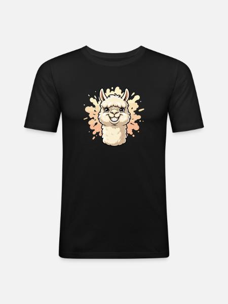 Alpaca Smile Paint Splash - Men's Slim Fit T-Shirt - black