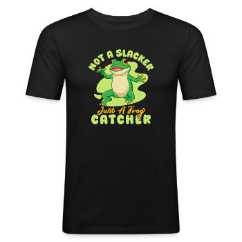 Frog Catcher Not A Slacker Just A Catcher Frog - Men's Slim Fit T-Shirt - black - Front - Nik (191cm)