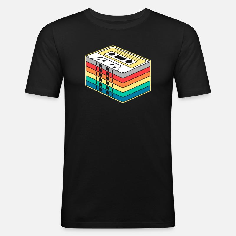Vibrant Rainbow Kassette - Männer Slim Fit T-Shirt - Schwarz