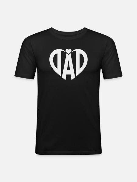 Herz-Dad Typo Silhouette - Männer Slim Fit T-Shirt - Schwarz