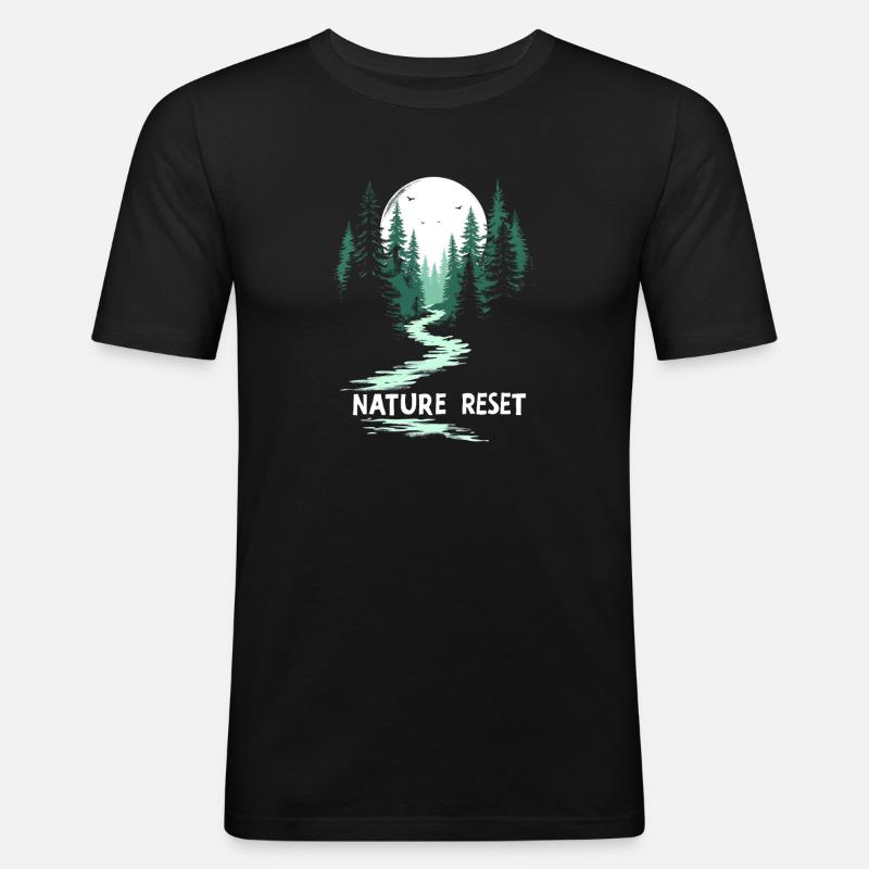 Wander Slowly Langsames Wandern Wald - Männer Slim Fit T-Shirt - Schwarz