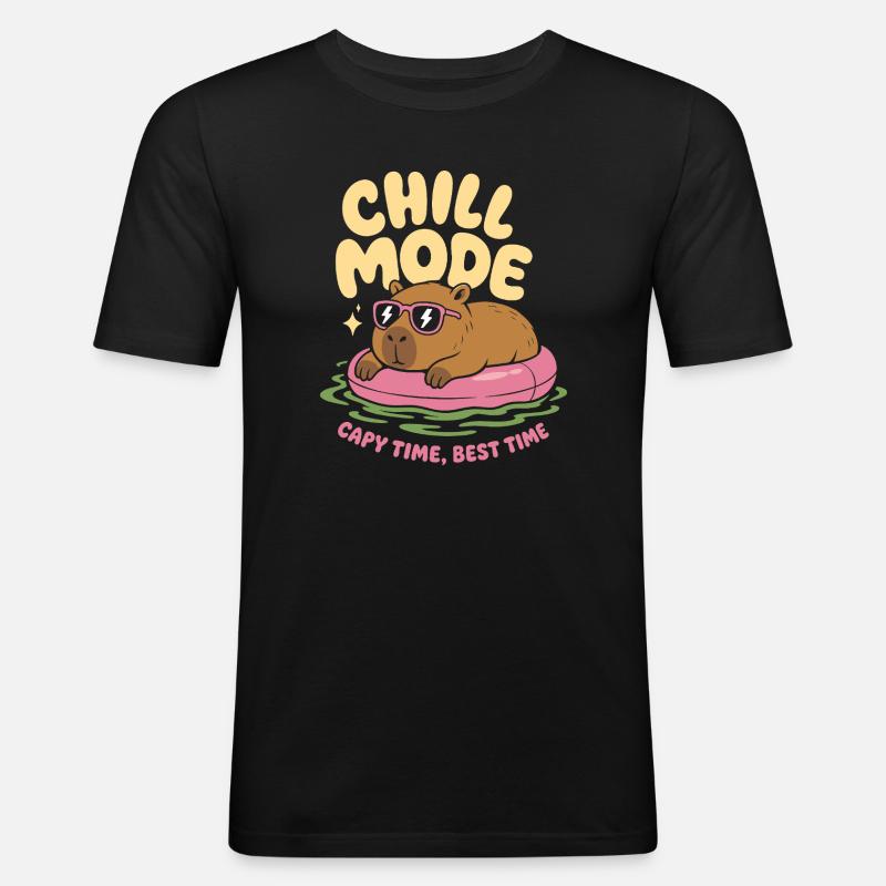 Mode Chill Capybara Pas d’urgence - T-shirt près du corps Homme - noir