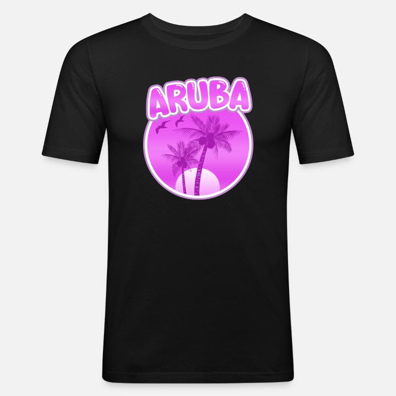 Aruba as a beach - Men's Slim Fit T-Shirt - black