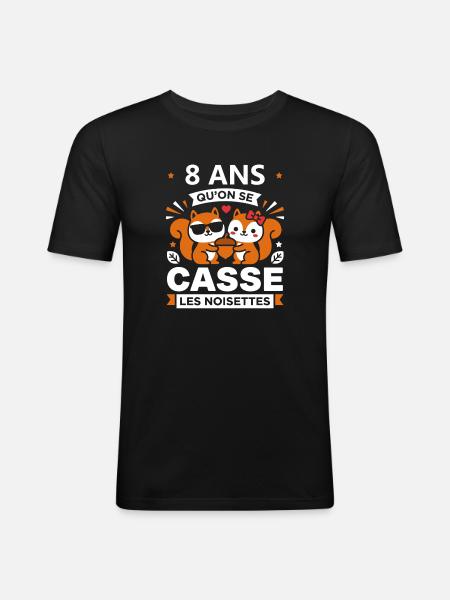8 ANS Célébration Noisettes - T-shirt près du corps Homme - noir