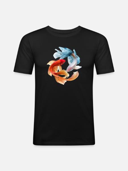 Koi-Farbkreis: Goldfisch-Paar - Männer Slim Fit T-Shirt - Schwarz