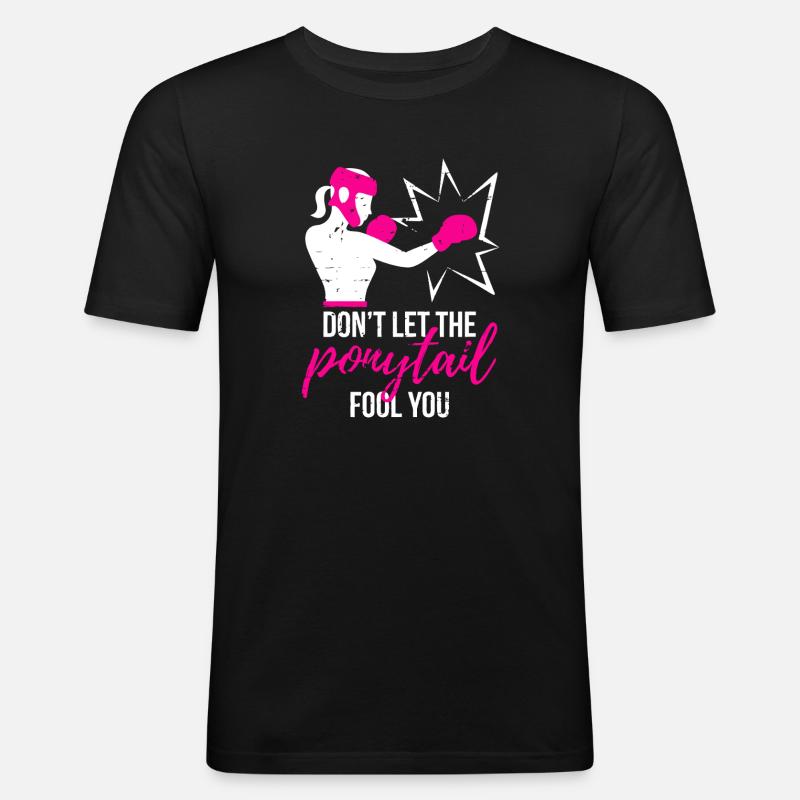 Punchy Ponytail Power - Männer Slim Fit T-Shirt - Schwarz