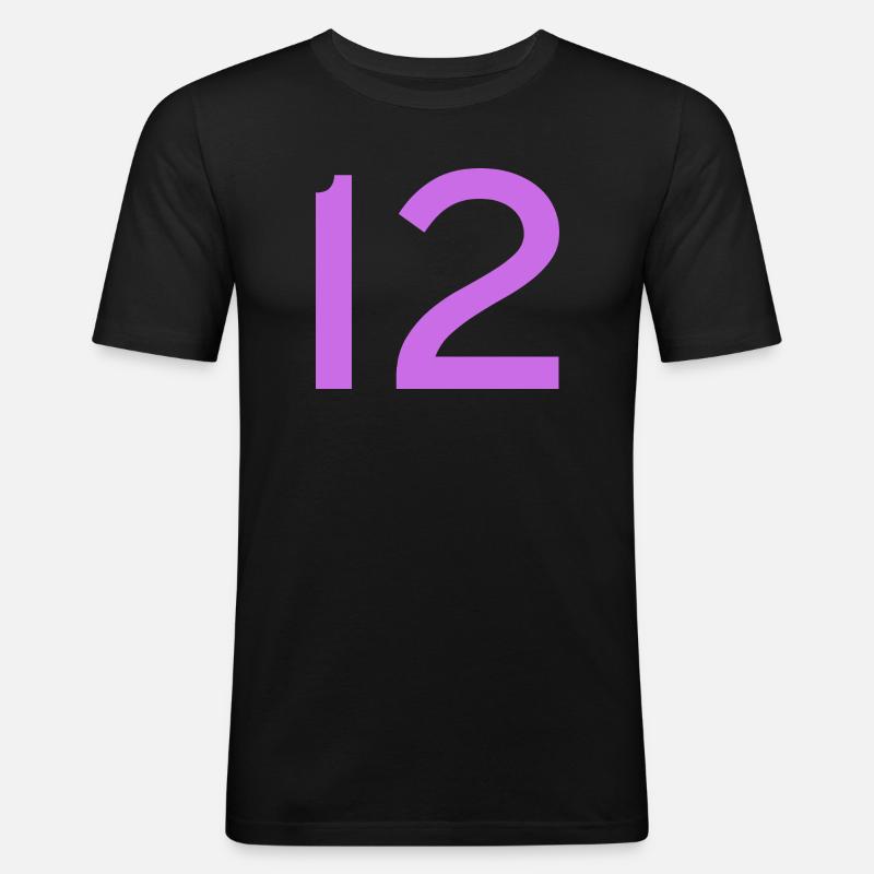 12 - Männer Slim Fit T-Shirt - Schwarz