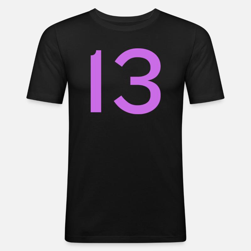 13 - Männer Slim Fit T-Shirt - Schwarz