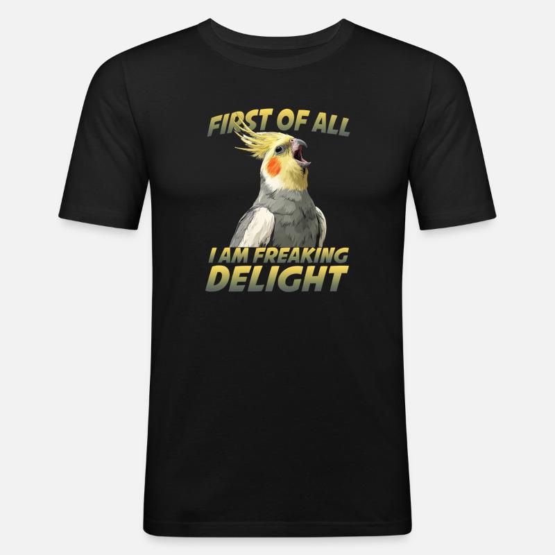 Humour de calopsitte Oiseau Calopsitte Perroquet - T-shirt près du corps Homme - noir