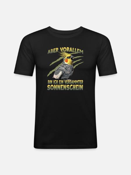 Nymphensittich Cockatiel exotischer Papagei - Männer Slim Fit T-Shirt - Schwarz