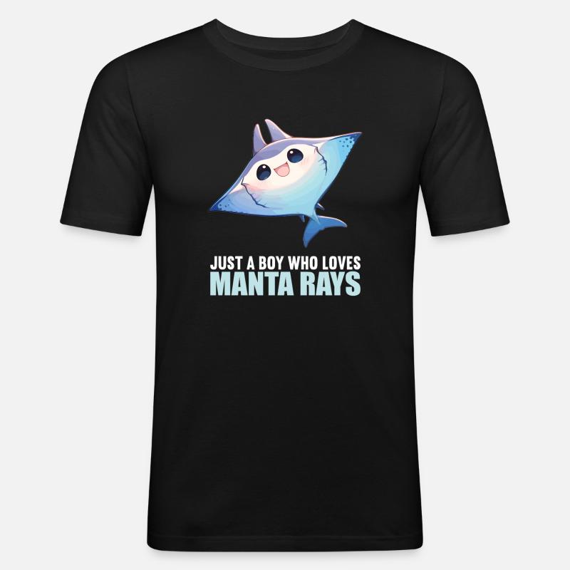Rochen Mantarochen - Männer Slim Fit T-Shirt - Schwarz