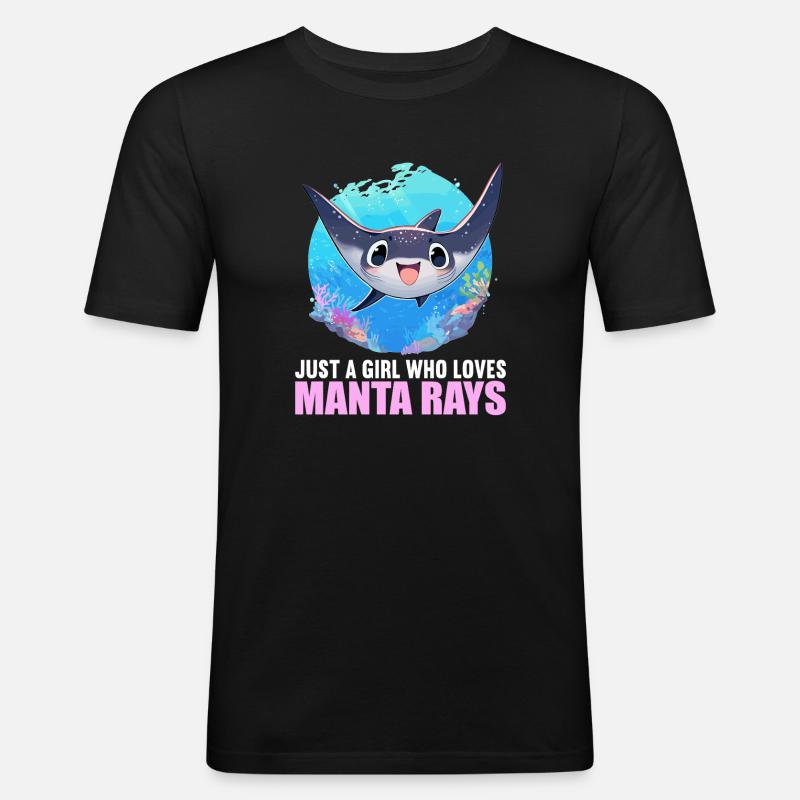 Rochen Mantarochen - Männer Slim Fit T-Shirt - Schwarz