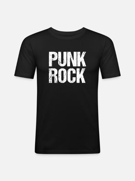 Punkrock Distressed Typografie - Männer Slim Fit T-Shirt - Schwarz