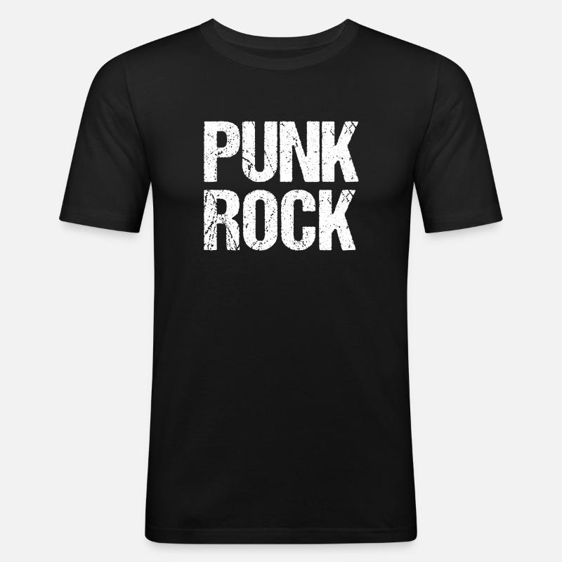 Punkrock Distressed Typografie - Männer Slim Fit T-Shirt - Schwarz