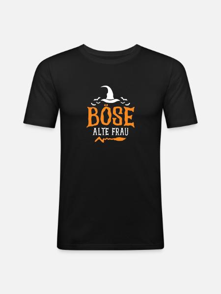 Böse Alte Frau - Männer Slim Fit T-Shirt - Schwarz