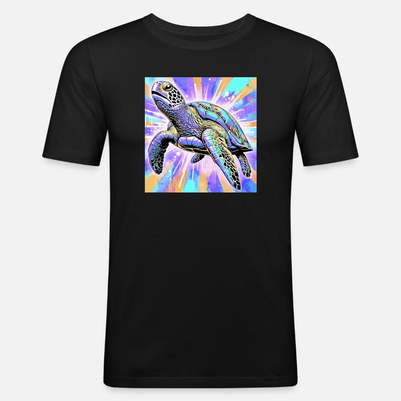 Schildkröte - Männer Slim Fit T-Shirt - Schwarz
