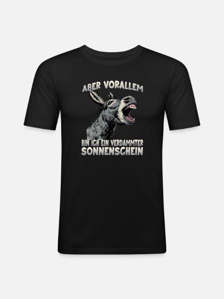 Hausesel Zwergesel Langohresel Bauernhof - Männer Slim Fit T-Shirt - Schwarz