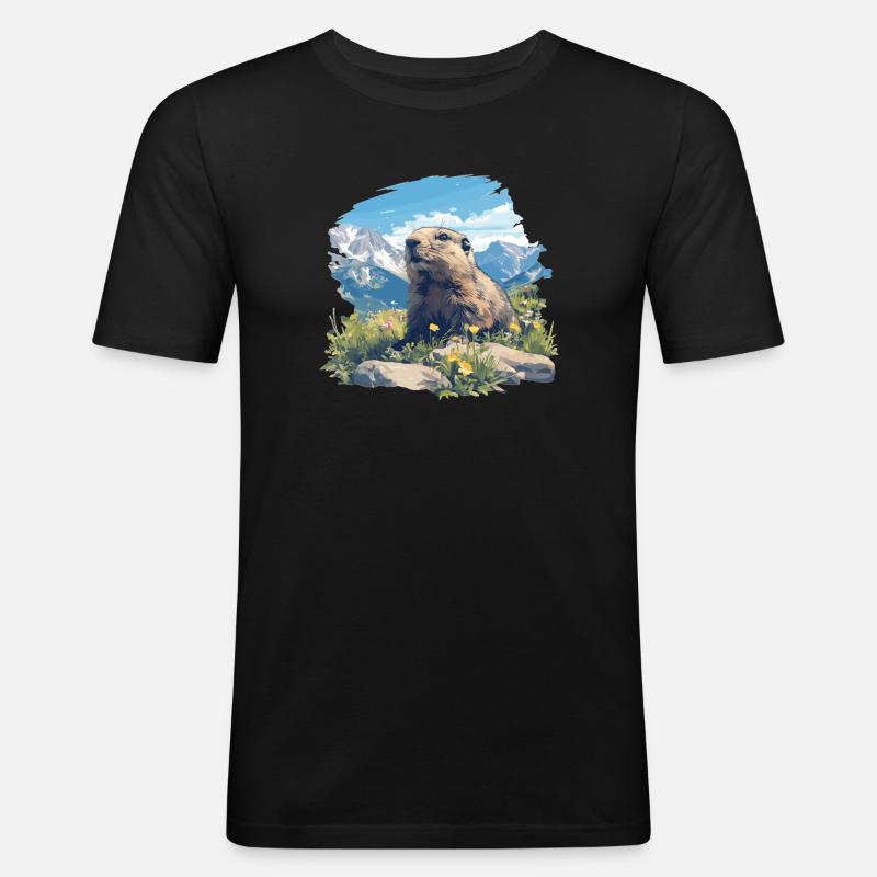 Murmeltiere Murmeltier - Männer Slim Fit T-Shirt - Schwarz