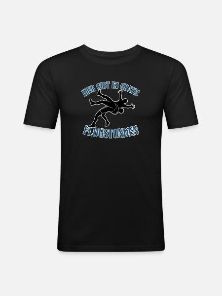 Kostenlose Flugstunden – Kampf-Silhouette - Männer Slim Fit T-Shirt - Schwarz
