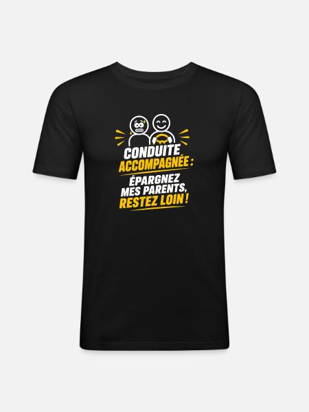 Conduite Accompagnée – Humour Débutant - T-shirt près du corps Homme - noir