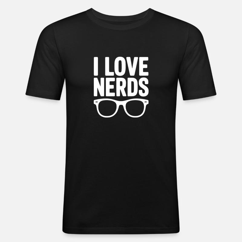 Ich liebe Nerds - Männer Slim Fit T-Shirt - Schwarz