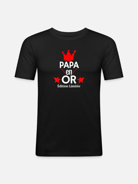 PAPA en OR Édition Limitée - T-shirt près du corps Homme - noir