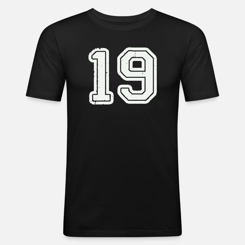 19 - Männer Slim Fit T-Shirt - Schwarz