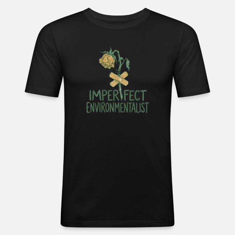 Kaputte Blume - Männer Slim Fit T-Shirt - Schwarz